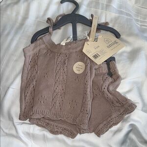 Snug Kids Two-Piece Knit Tank and Shorts Set — Taupe